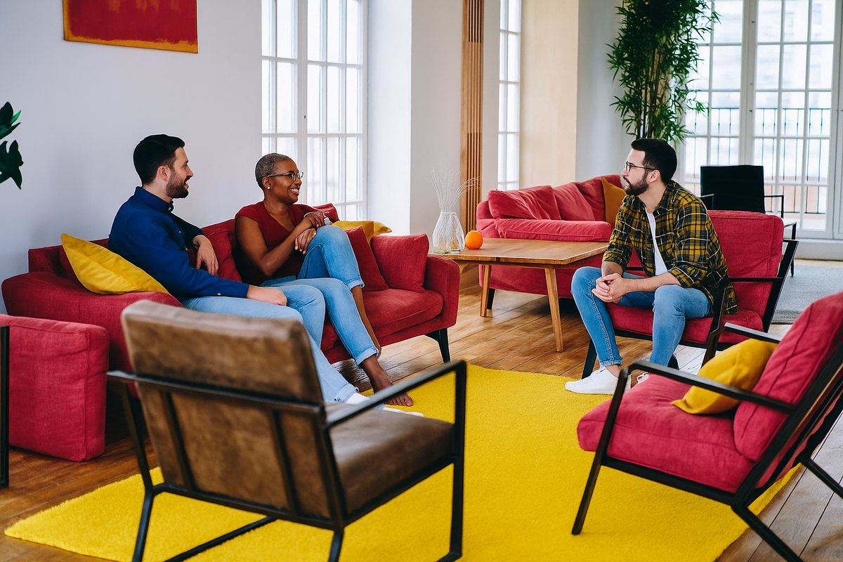 residents in shared areas of a coliving space in Adelaide